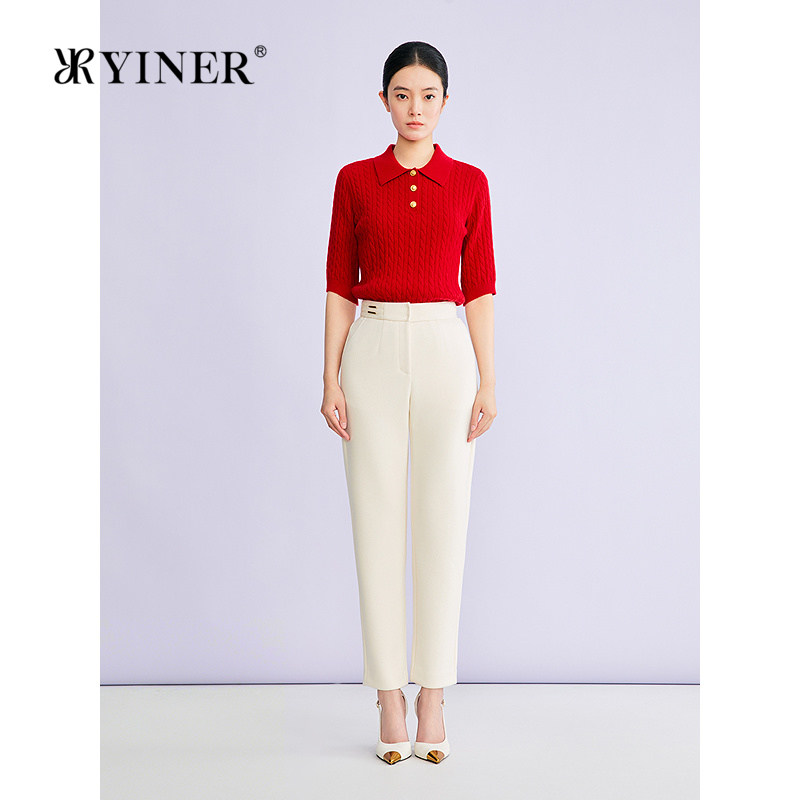 YINER音儿2026春季新款通勤时尚简约舒柔垂顺高腰小脚铅笔休