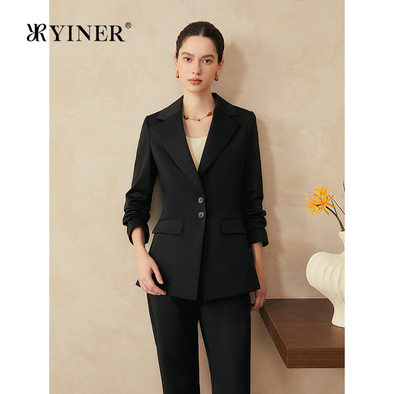 【美丽诺羊毛】YINER音儿2025春季新款优雅知性驳领西装短外套