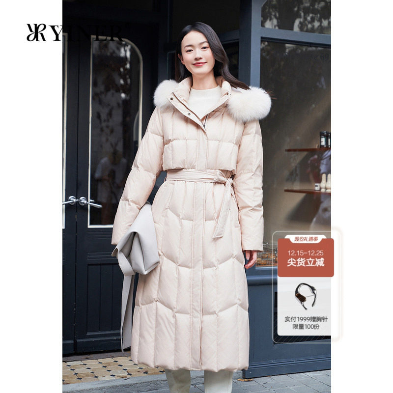 【蓬松白鹅绒】YINER音儿冬厚实高克重狐狸毛领长羽绒