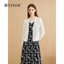 YINER音儿专选秋法式珠片纱亲肤透气复古钩花夏日软糯毛针织开衫