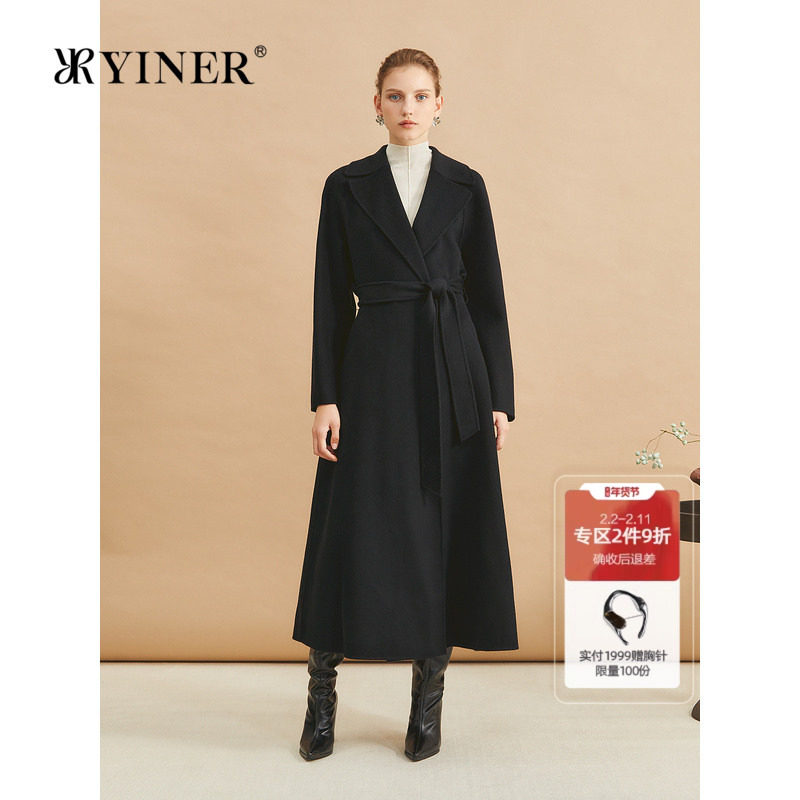 【绵羊毛+羊绒】YINER音儿冬季双面毛呢大衣长款外套