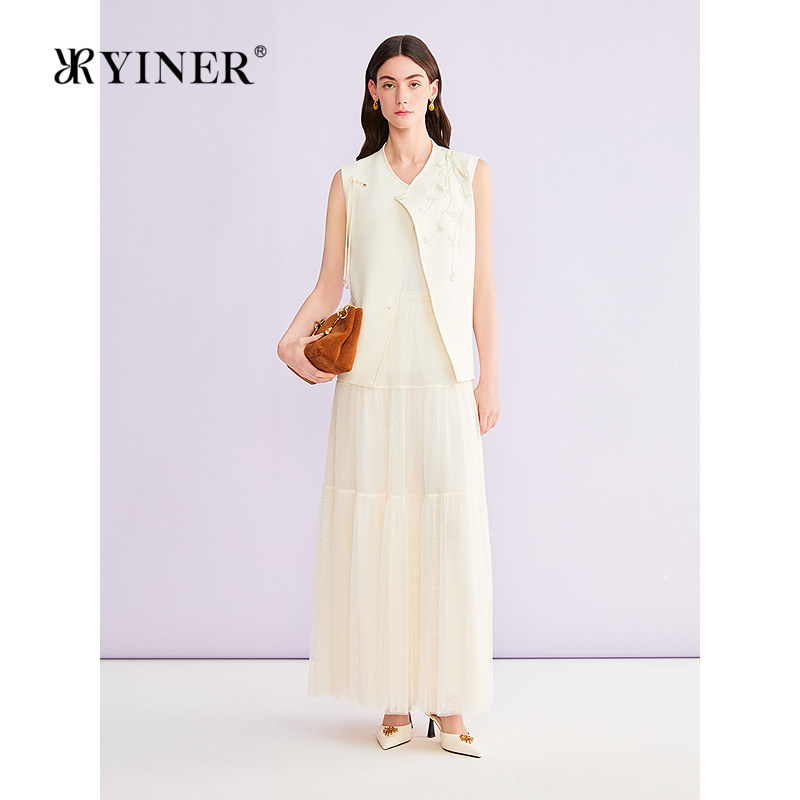 【新中式】YINER音儿2026夏季新款优雅斜襟盘扣重工刺绣H型