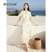 【真丝系列】YINER音儿2025夏季新款弹力桑蚕丝法式印花连衣裙