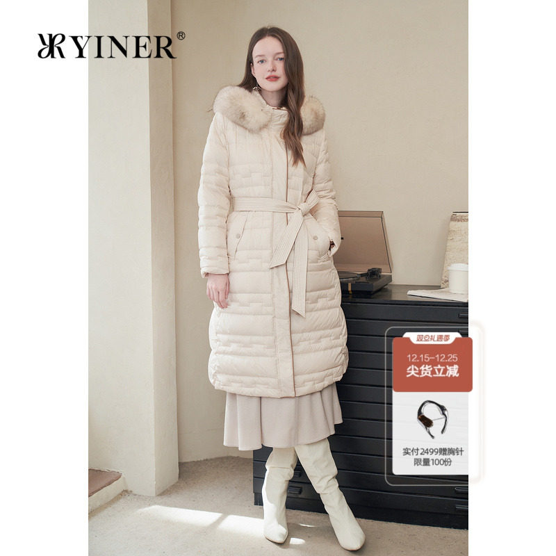 【高克重】YINER音儿专选冬季可拆狐狸毛领厚实羽绒服