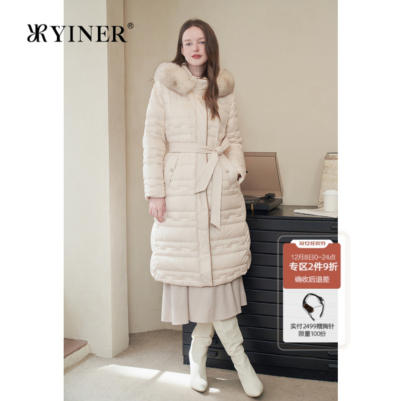【高克重】YINER音儿专选冬季可拆狐狸毛领厚实羽绒服