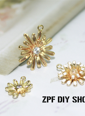 diy镀金微镶水钻发钗小挂件吊坠