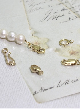 美国进口14K包金饰品制作小号扣手链细项链珍珠配饰不掉色金配件