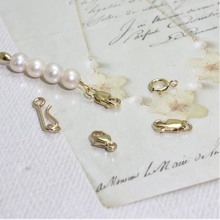 美国进口14K包金饰品制作小号扣手链细项链珍珠配饰不掉色金配件