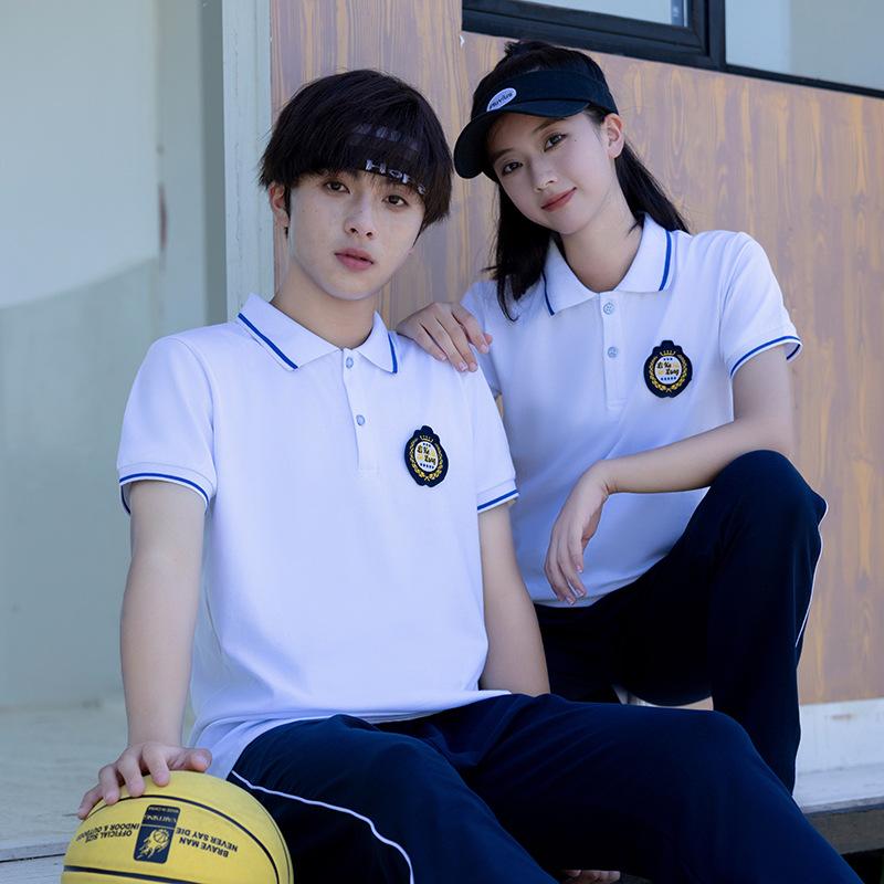 丽可珑大童夏装运动风小学生校服短袖T恤儿童班服运动套装两件套