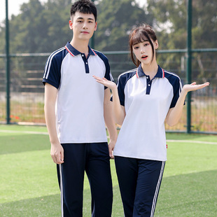 夏季校服短袖初高中小学生套装男女运动会学院两件套厂家T恤班服