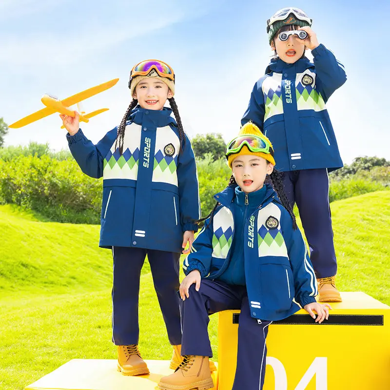 小学生校服幼儿园园服秋冬儿童印花冲锋衣三合一班服防风三件套