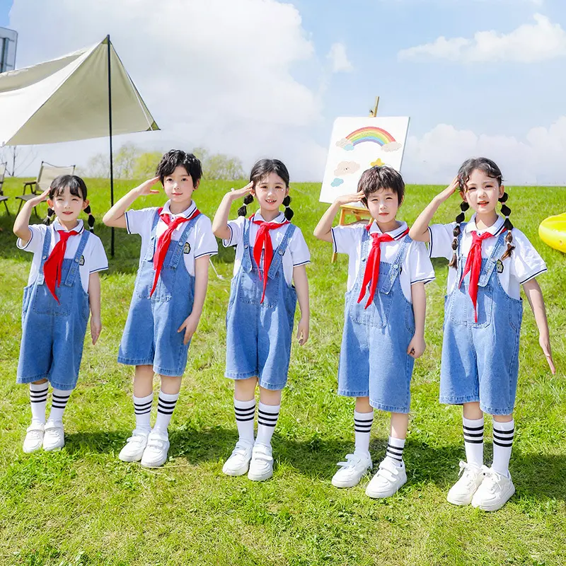 小学生校服夏季班服彩虹色运动服儿童六一演出服套装幼儿园园服夏