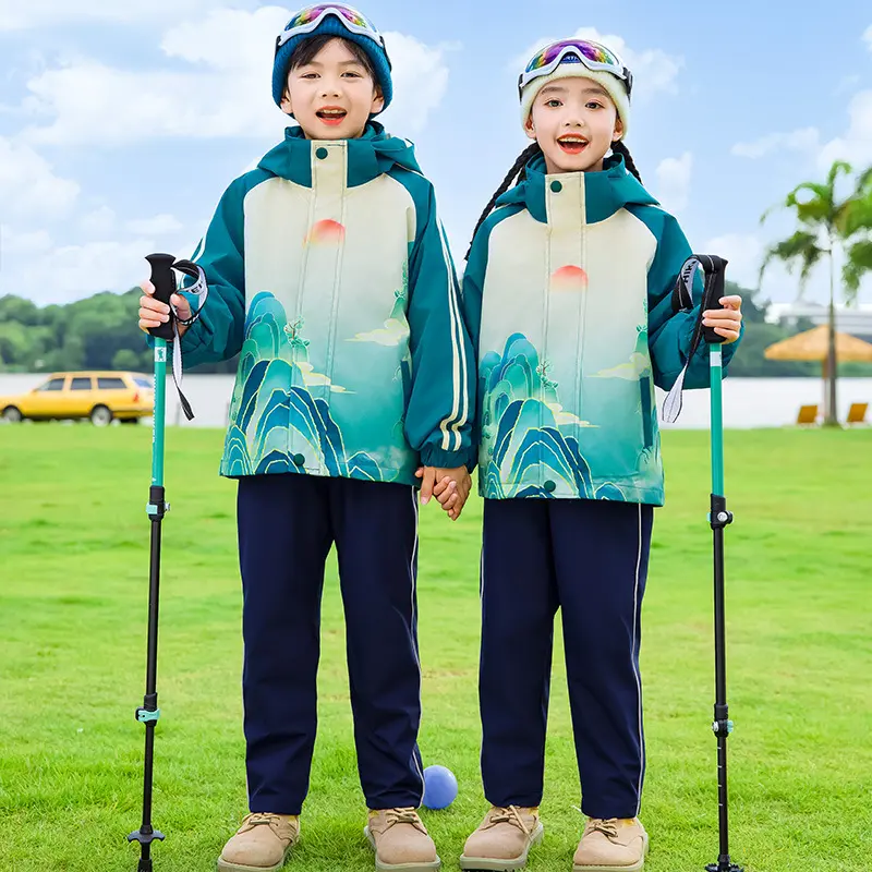 小学生校服幼儿园园服秋冬儿童印花冲锋衣三合一班服防风三件套