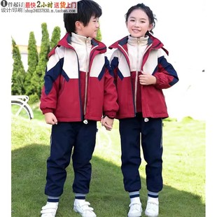 212冲锋衣园服校服加园标校徽防风防水户外班服保暖两件套二合一