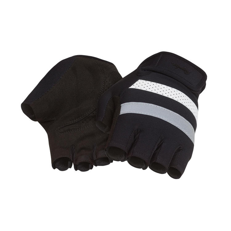 现货秒价Rapha BREVET MITTS麂皮耐磨长途骑行半指手套 黑/深蓝