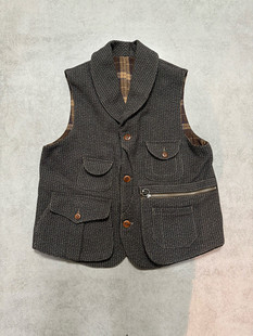 咔叽范重磅bbj风格 复古开拓者伐木工户外骑行马甲 毛呢混纺美式