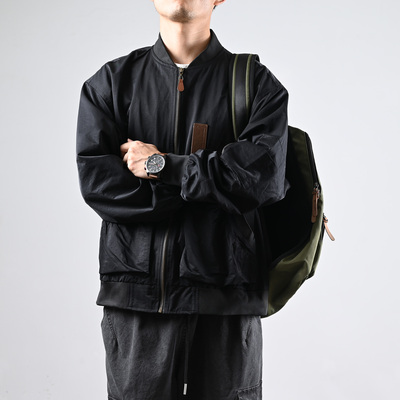 橘社棒球领夹克男春秋季