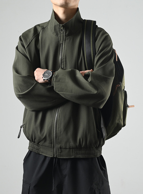 XGI 新款夹克外套男立领日系复古工装春秋季宽松休闲百搭潮流上衣
