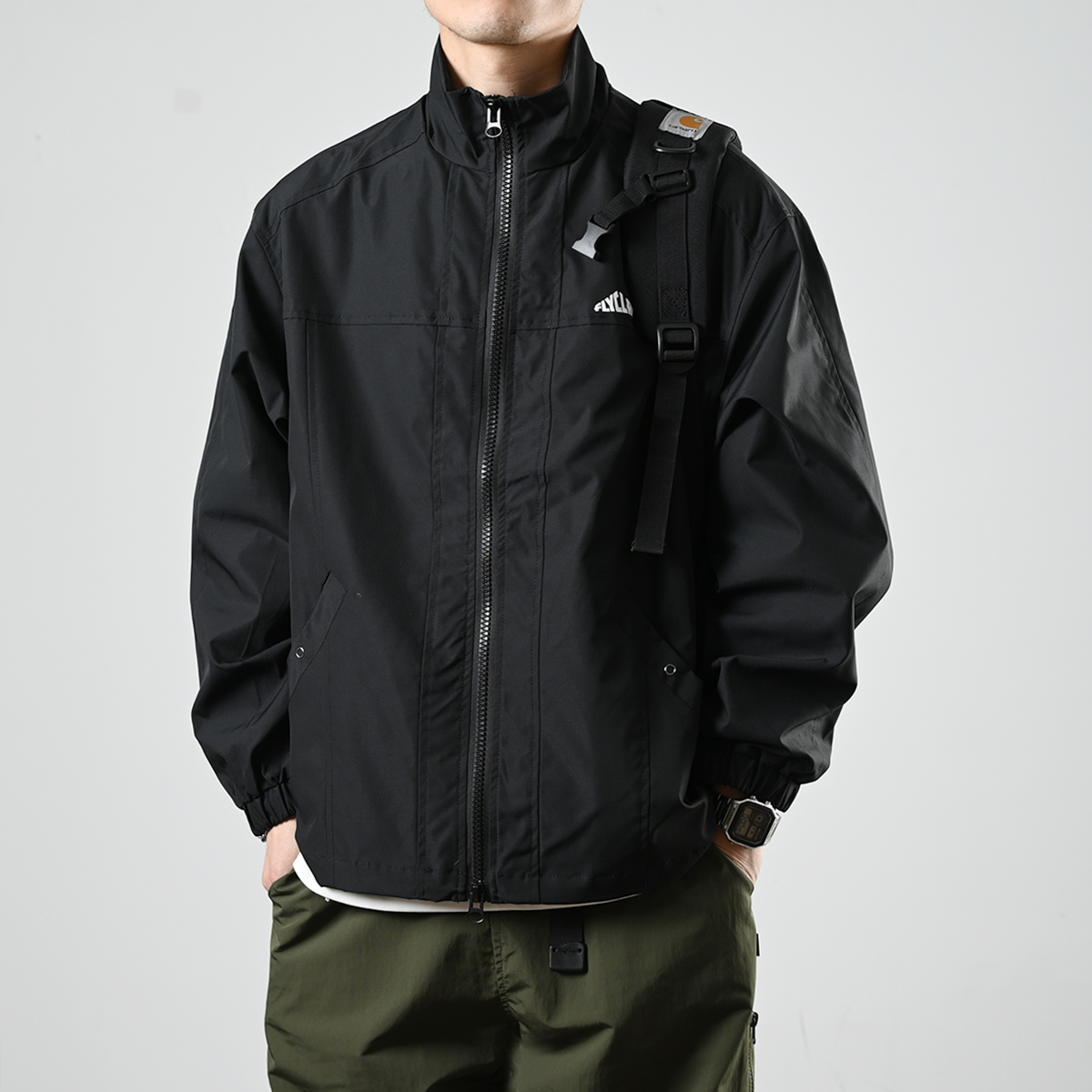 XGI立领工装夹克男复古休闲潮牌百搭外套春秋简约上衣男士冲锋衣