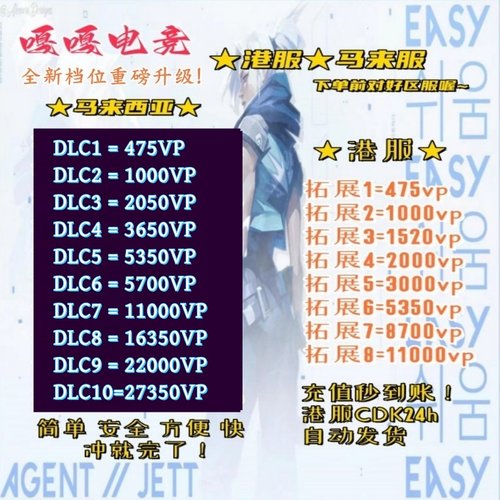 瓦罗兰特代充valorant特务币港服马来西亚充值无畏契约瓦洛兰特
