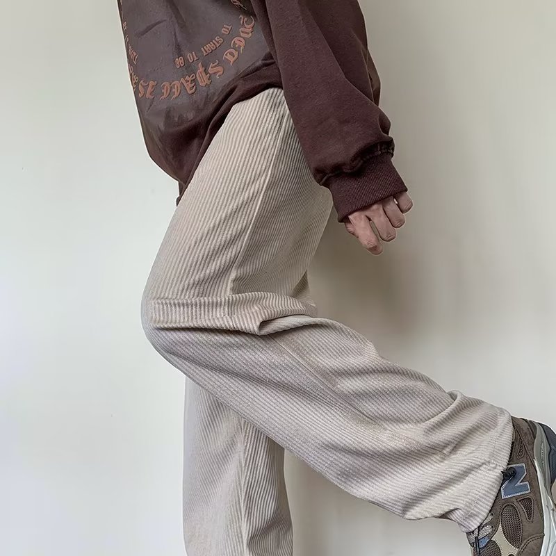 2023纯色灯芯绒休闲裤男美式裤子男宽松潮牌束脚裤K44P35,男装休闲裤,星座1108-1