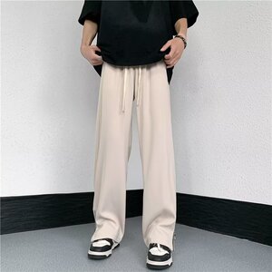 2025夏微喇叭侧边拉链西裤冰丝垂感直筒休闲长裤 K4502 P35图片
