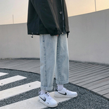 港风2025新款男士阔腿直筒裤复古痞帅休闲九分裤牛仔裤K963P40，男装牛仔裤，星座1108-1