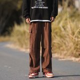 2023纯色复古灯芯绒裤子港风直筒工装裤男士休闲阔腿裤K913P45，男装工装外套，星座1108-1