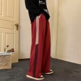 2025新款三条杠裤子男条纹运动卫裤宽松直筒长裤休闲裤K109P30，男装休闲裤，星座1108-1