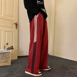2025新款三条杠裤子男条纹运动卫裤宽松直筒长裤休闲裤 K109 P30图片