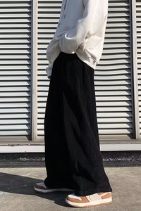 2025春男宽松直筒阔腿裤港风高街灯笼长裤灯芯绒裤子 K532 P30图片