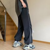 2023束脚阔腿裤男大码宽松夏季薄款休闲侧边条纹运动裤K16P40，女装休闲裤，星座1108-1