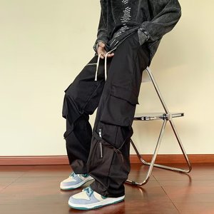 2025春季美式冲锋裤子男痞帅多口袋宽松直筒工装休闲长裤 K27图片