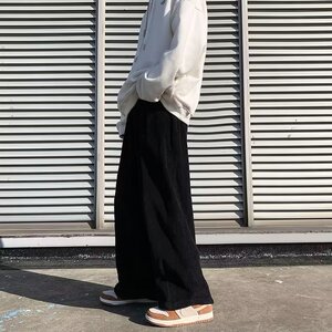 2025春新款简约男ins港风宽松直筒阔腿裤灯芯绒裤子长裤K532P30