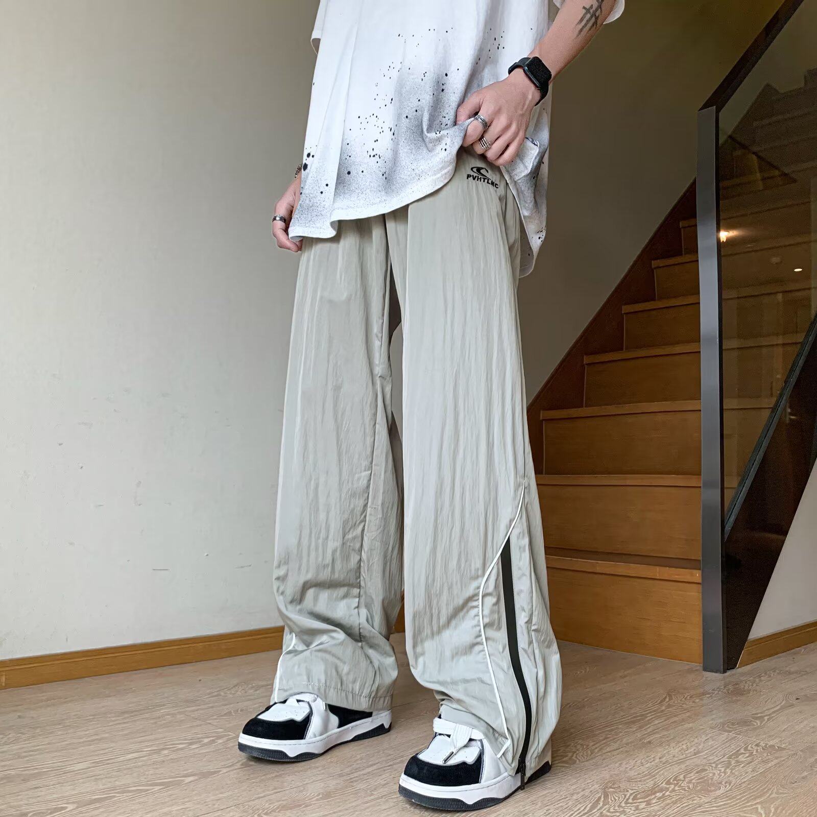 2023复古运动裤男夏季薄款速干裤宽松阔腿直筒休闲裤KK841P35，女装休闲裤，星座1108-1