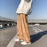 港风2025春新款简约男宽松直筒阔腿裤灯芯绒裤子长裤K532P30，男装休闲裤，星座1108-1