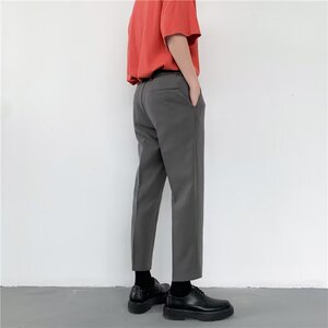 2025夏季新款痞帅直筒修身九分裤韩版潮流垂感休闲西裤XK224P40,女士黑色小香风外套搭配图片