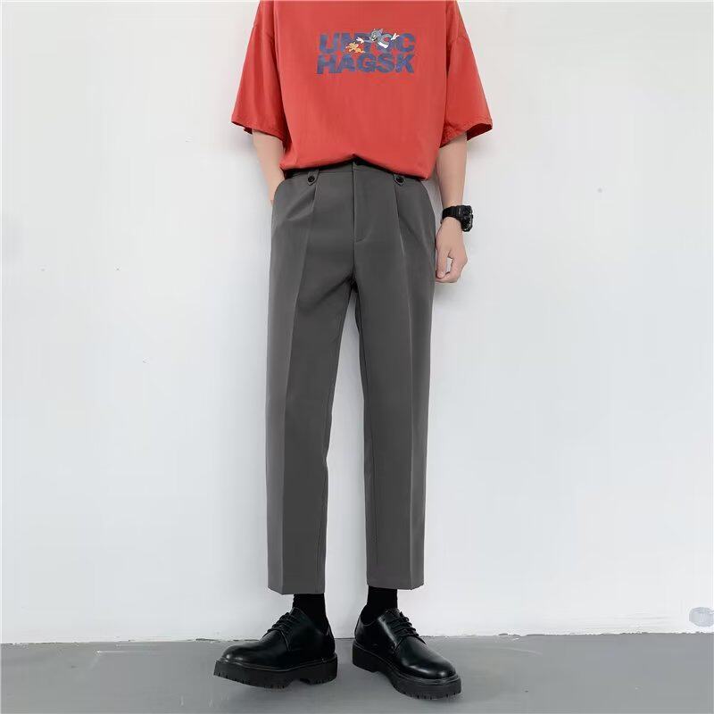 2025夏季新款痞帅直筒修身九分裤韩版潮流垂感休闲西裤XK224P40,男装西裤,星座1108-1
