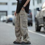 2025新款迷彩工装裤男街头宽松直筒运动多口袋阔腿长裤K113P55，男装工装外套，星座1108-1