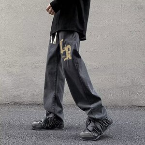 2025春牛仔裤男美式复古高街裤子直筒长裤宽松男裤 K9902 P45图片