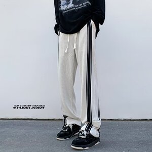 2025新款直筒潮流条纹时尚潮牌休闲裤青春流行男运动裤 K26 P40图片