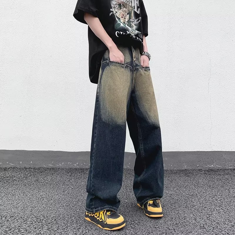 2025新款慵懒宽松直筒简约男潮水洗牛仔裤长裤K606P50,男装牛仔裤,星座1108-1