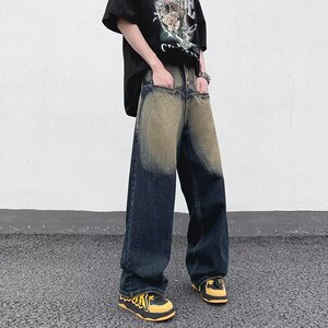 2025新款慵懒宽松直筒简约男潮水洗牛仔裤长裤 K606 P50图片