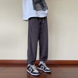 2025春纯色灯芯绒休闲裤男美式裤子男宽松潮牌束脚裤K44P35，男装休闲裤，星座1108-1