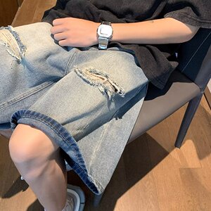 2025夏季男士直筒休闲五分裤中裤牛仔短裤 DK710 P40图片