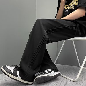 2025新款阔腿冰丝裤男垂感拖地裤宽松直筒运动休闲裤 K180 P35图片