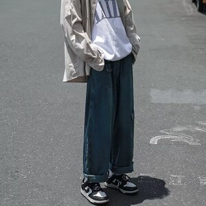 2025春季宽松阔腿灯笼裤日系复古直筒休闲水洗牛仔裤男 K3121 P50图片