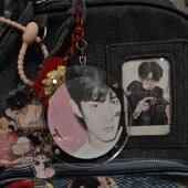 肖战钥匙扣周边亚克力强磁钥匙扣挂件圆形照片小卡收纳书包挂链