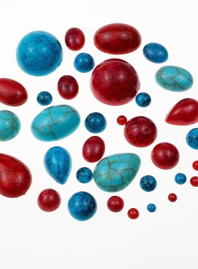 DIY饰品配件半圆仿松石水滴椭圆平底松石佛像镶嵌工艺品点钻