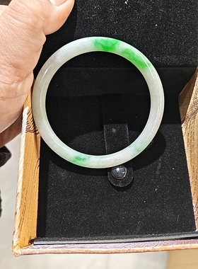 天然翡翠手镯59.7-7.2-6.9糯冰正阳绿花种老肉细完美